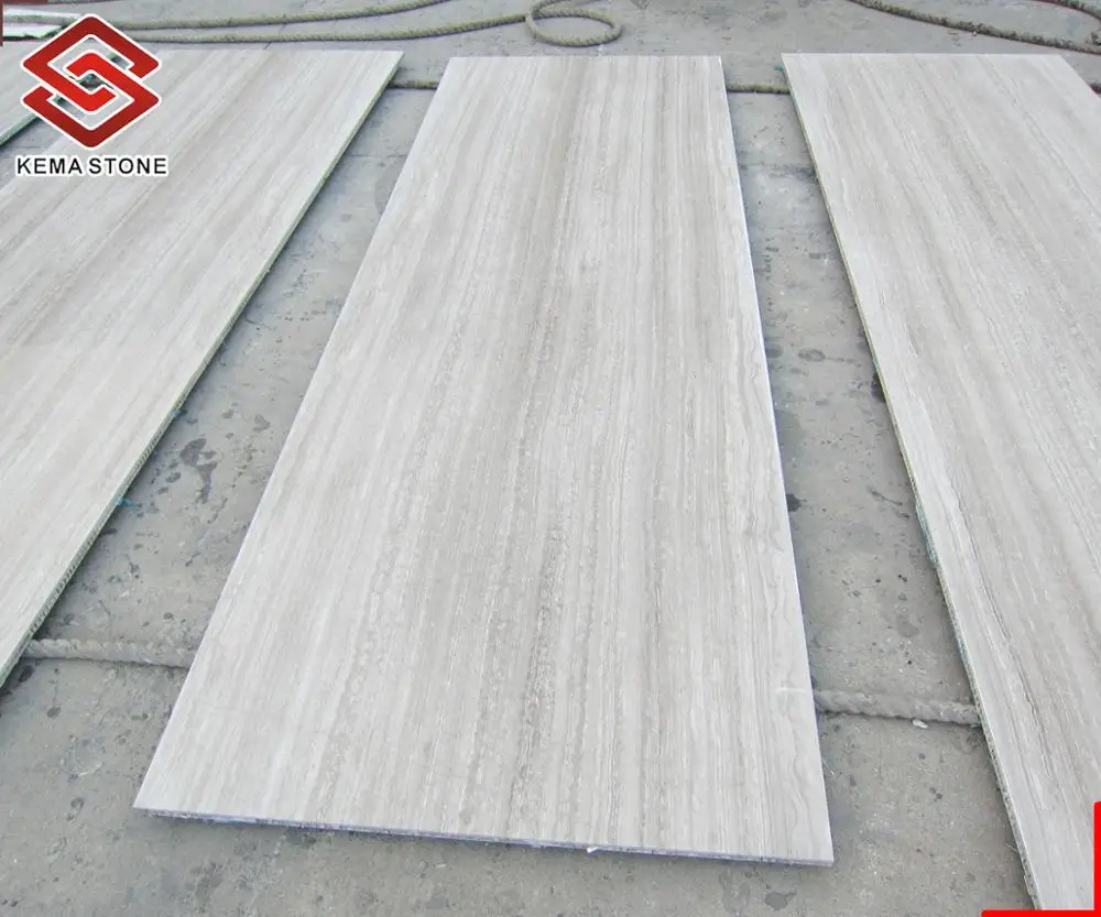 White Wood Grain Vein Marble Thin Tile