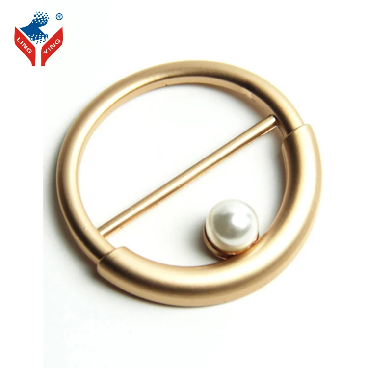 Fashion Pearl Garment Accessories Gold Ring Buckle Slider Scarf Buckle