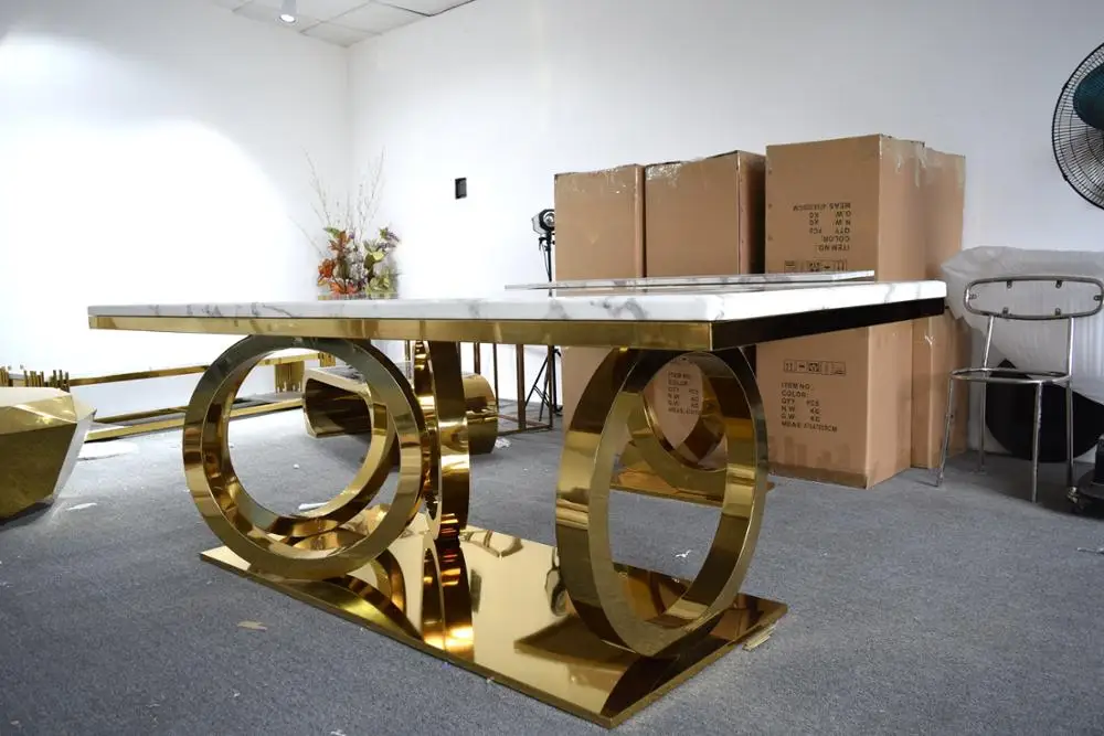 A8068  Modern gold marble dining table set
