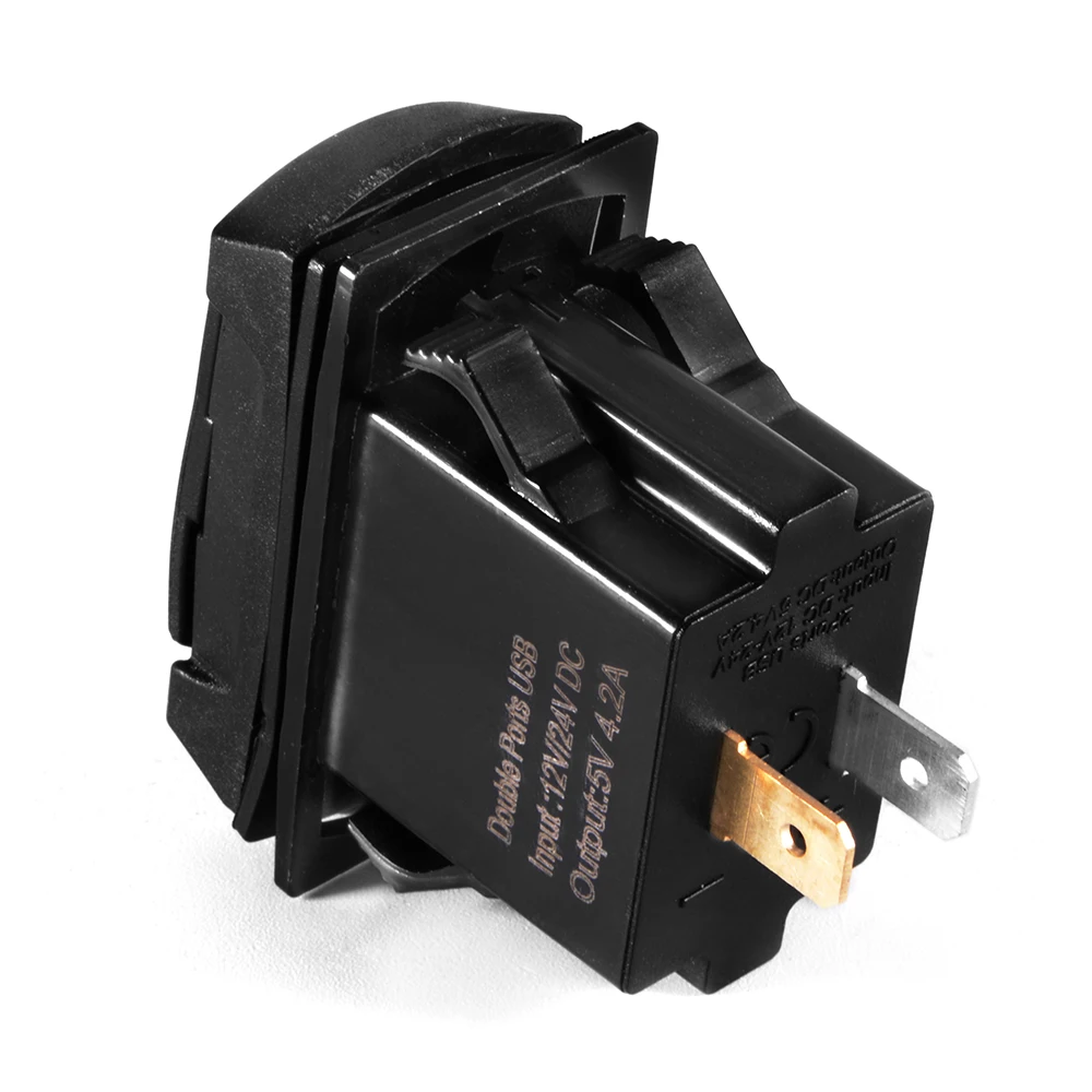12-24V Dual USB Car Charger Rocker Switch 5V 4.2A Auto Charger