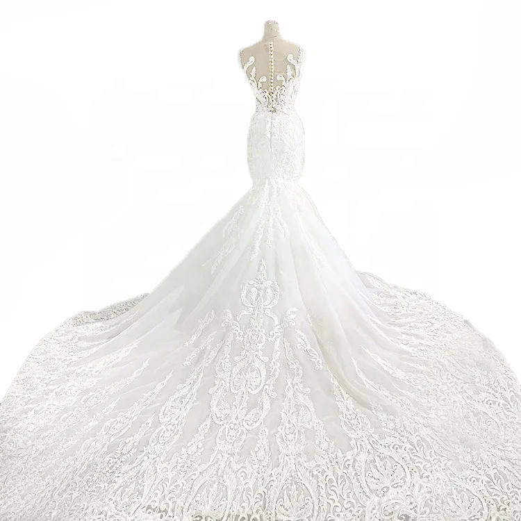 Fashion White Mermaid Long Tail Bridal Gowns For Women