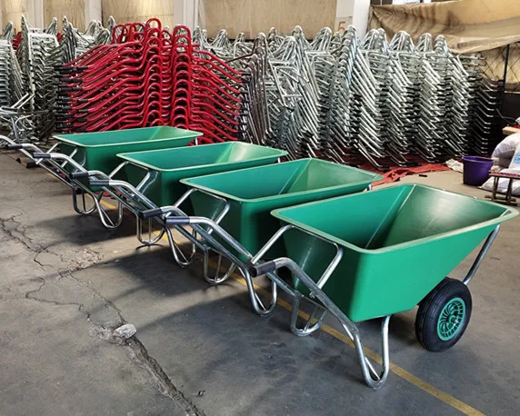 single and double wheels 150L big plastic tray America Europe market wheelbarrow WB1006P