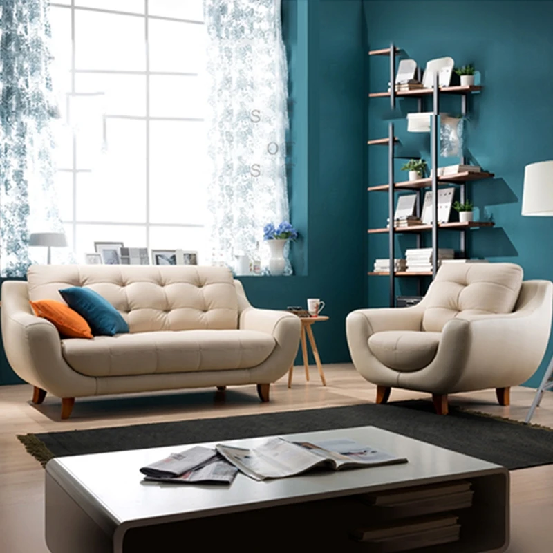 Modern Living Room Leather Sofa Make in Genuine leather with sofa set of manufacturers of apartment furniture