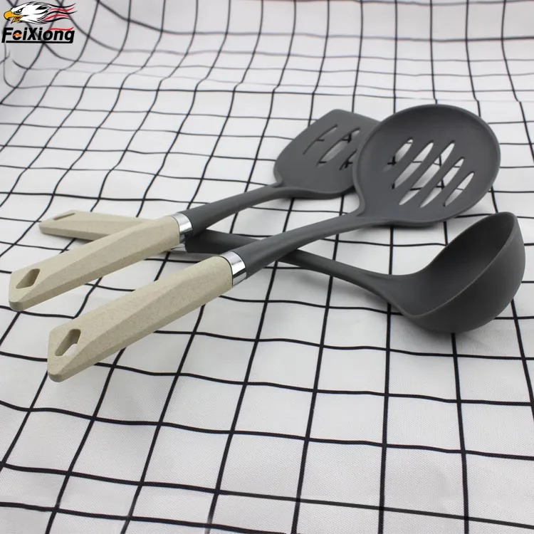 New Pattern Nylon Kitchen Tools Wheat Straw Unique Handle Design Cooking Utensils 5PCS Set