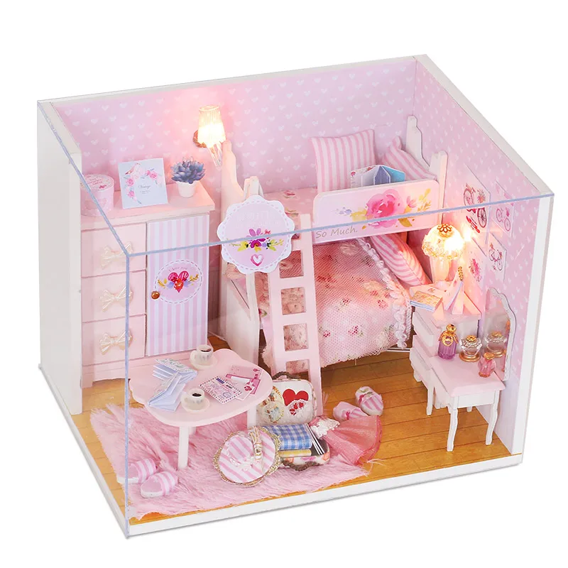 IIECREATE With Light And Music 3D Wooden Dollhouse Furniture Set Kit Dollhouse DIY