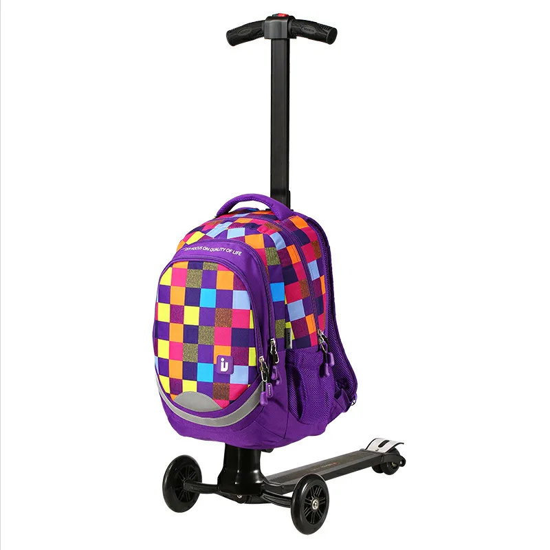 backpack on scooter Smart travel Backpack with wheels Detachable skateboard