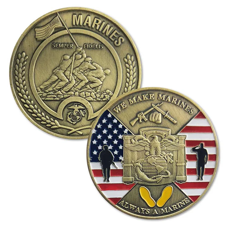 Пользовательские Изысканный Военная Униформа память латунь американский флаг 3d изделия из металла монета