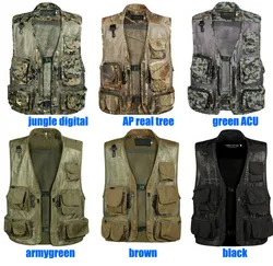 Men Camo Mesh Multi Pockets Camo Fish Hunt Vest Shooting Waistcoat Esporte Sleeveless men fishing Mesh Vest