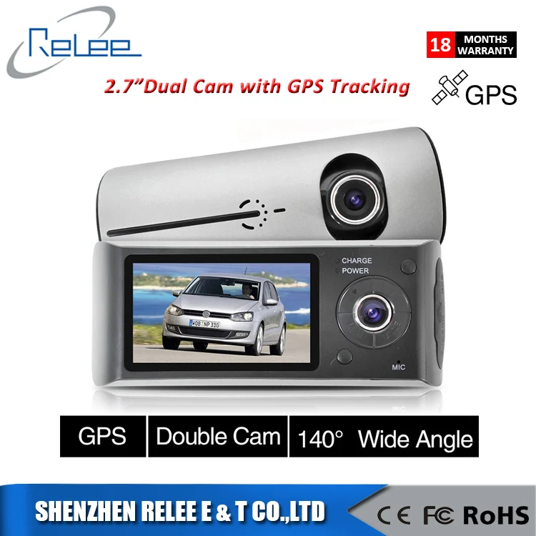 GPS 2,7-дюймовый с двумя объективами для автомобильной камеры 140 градусов Широкоугольная черная камера X3000