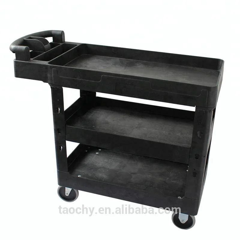 Two tray handle plastic service trolley cart Utility cart