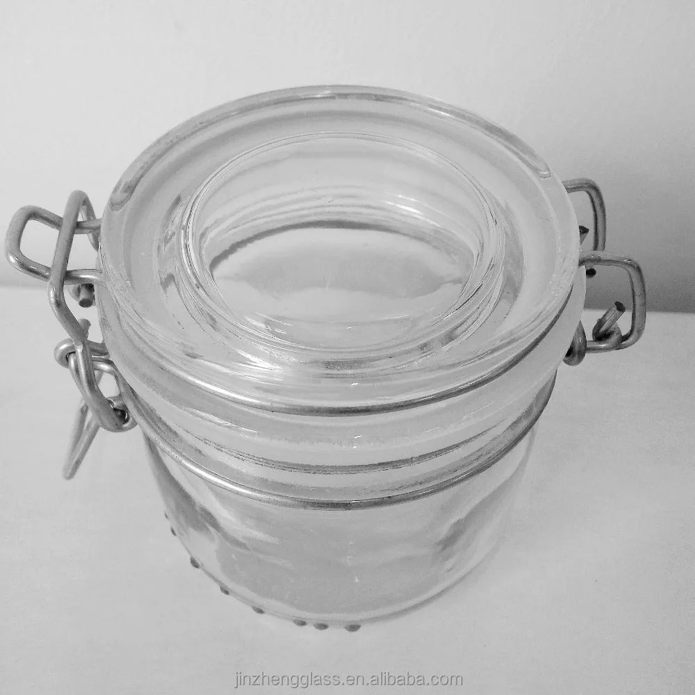 round sealed threaded 200ml Glass Jars Lock-Lid Hermetic Rubber Seal Bale Wire Swing Top