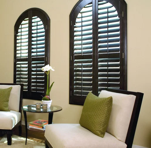 Dark Color Wooden Stained Customized Plantation Shutter