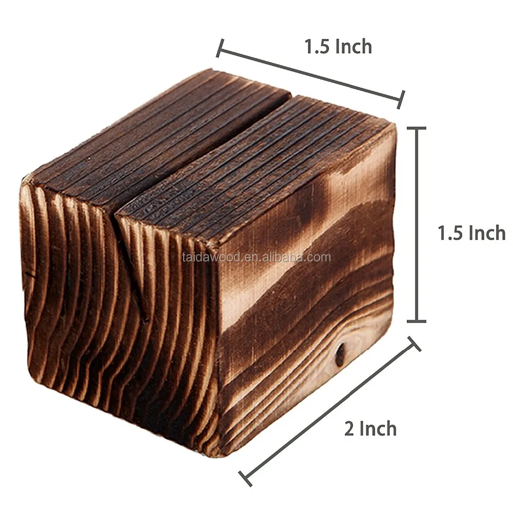 Rustic Wood 2 Inch Place Card Holders, Table Number Stands