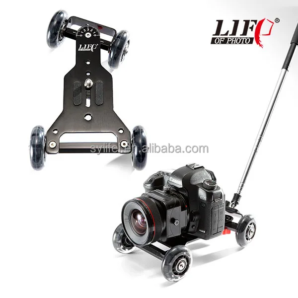 
Срок службы-фото мини четыре колеса цифрового однообъективного зеркального фотоаппарата железнодорожные вагоны тележка с ручкой для фотографического оборудования 