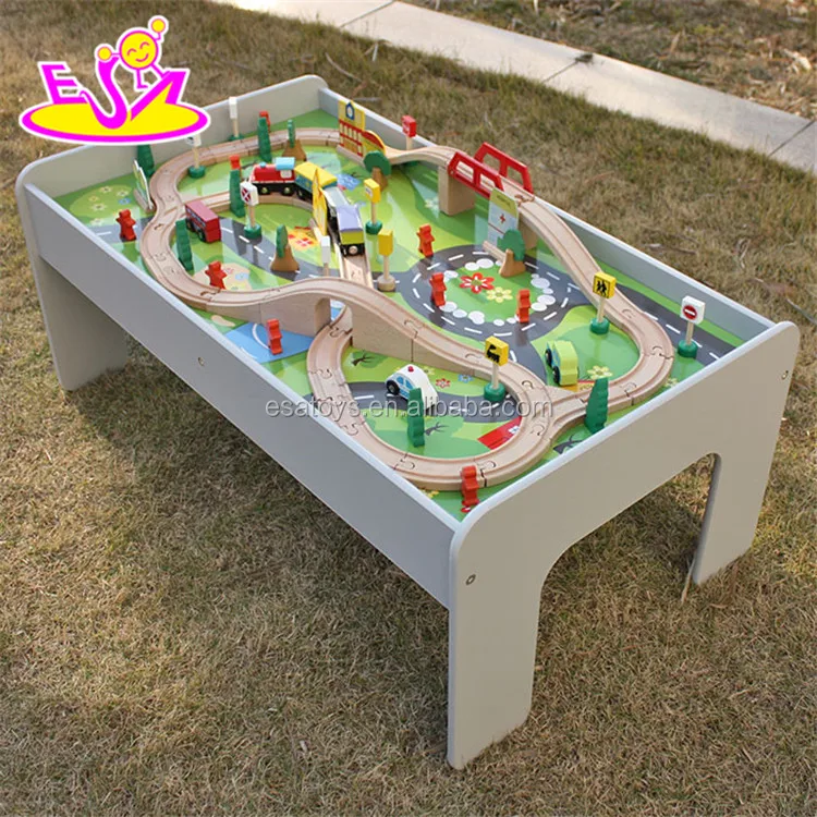 Wholesale cheap educational kids activity toys wooden train table set W04C070