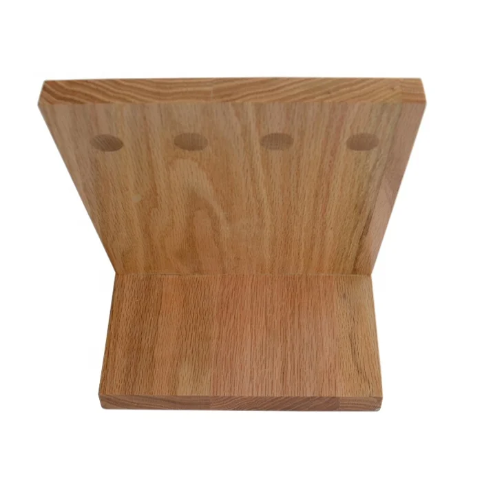 Custom logo hot sales solid oak magnetic knife holder Eco-friendly wood knife block for 4 knives