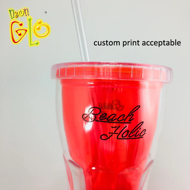 Light Up Double Wall Glass Cup Plastic LED Double Wall Tumbler