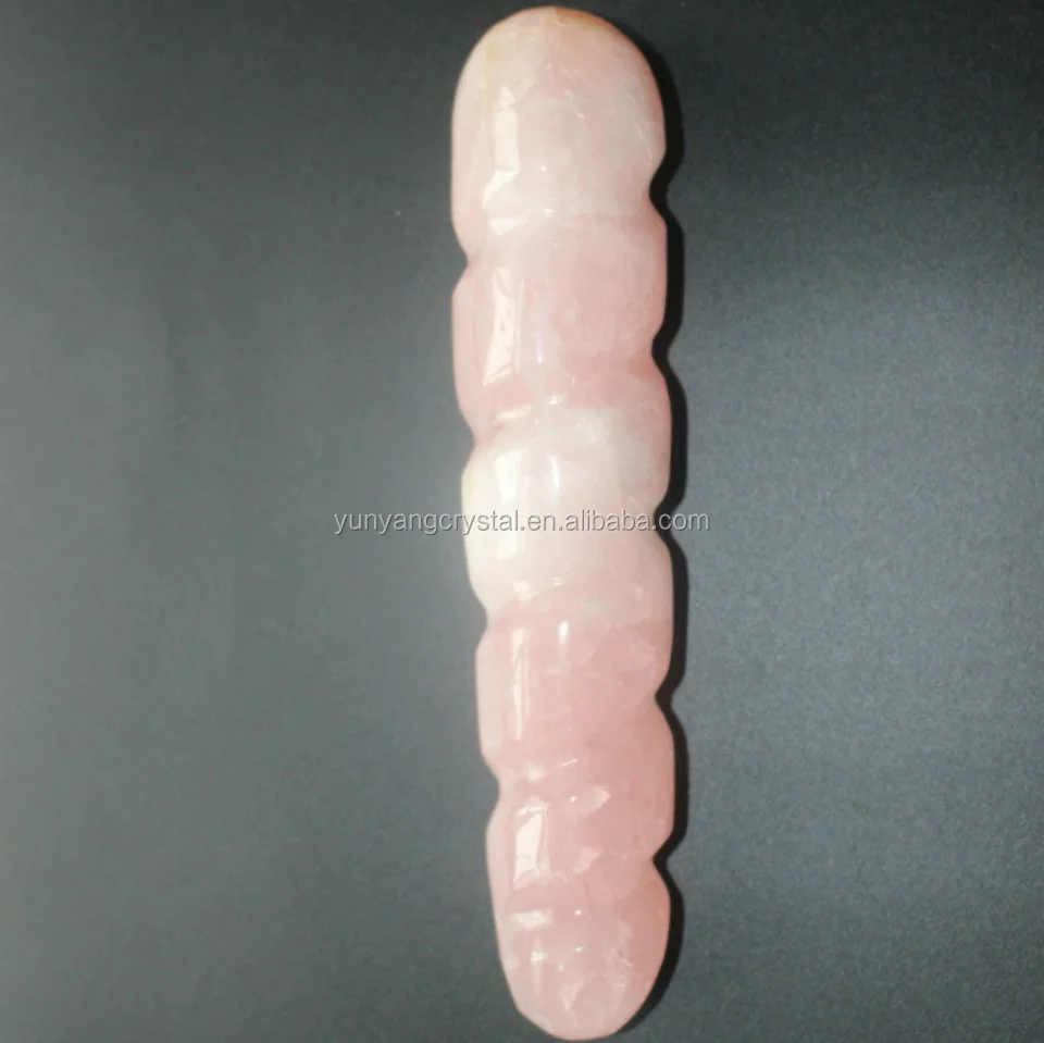 Natural spiral rose quartz crystal dildo massage stick wand points for beauty care scraper board