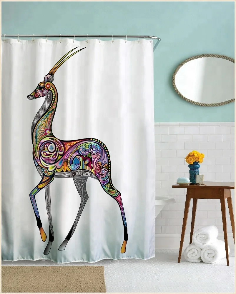 Animal design digital printing decorative shower curtain 3d model