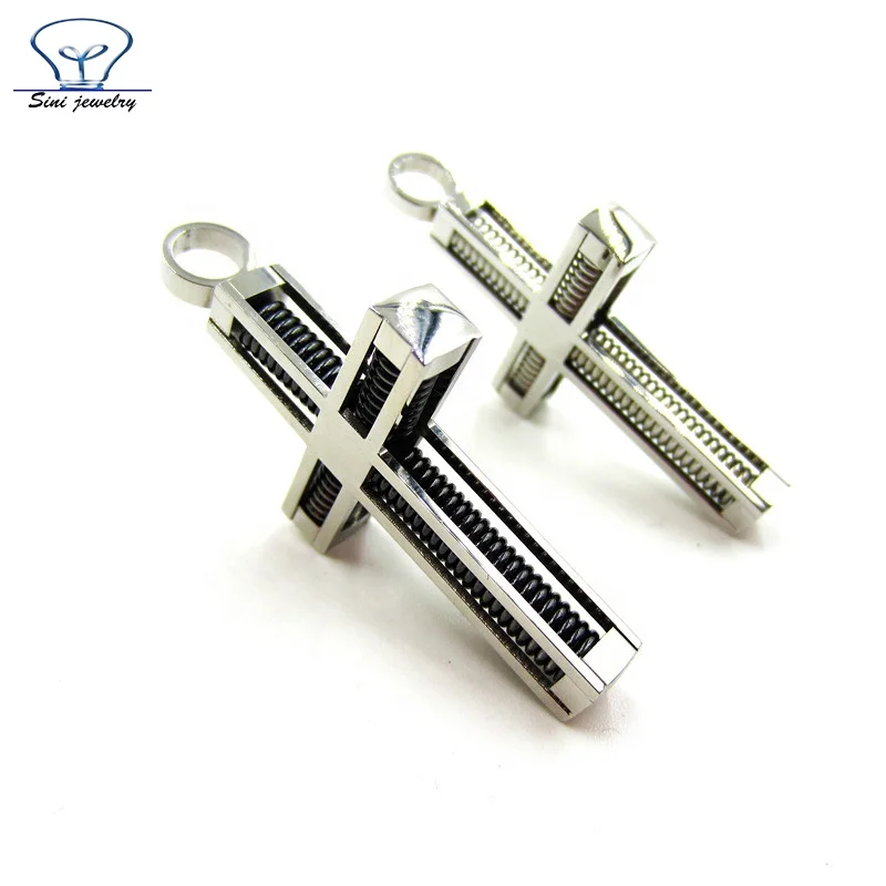Stainless steel unique cross pendant with IP Black Spring scalar energy pendant