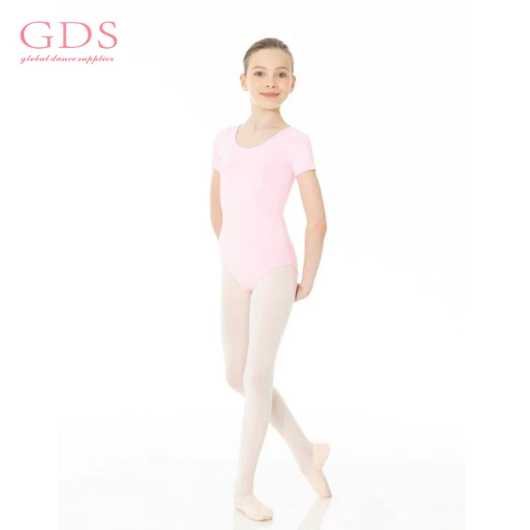 Ballet Short Sleeve Cotton Pink Kids Leotard
