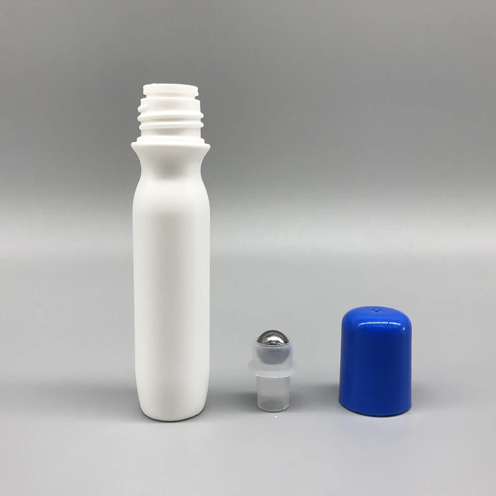 Empty 15ml white slim PE Plastic Mosquito Repellent liquid metal roll on bottle with lids