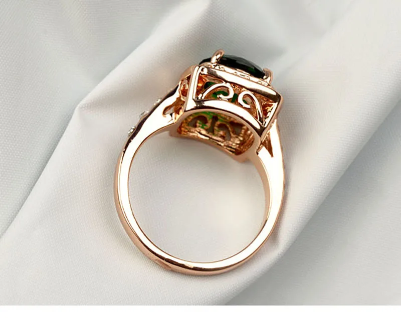 Turkish Gold Alloy Diamond Green Gemstone Jewellery Men Ring