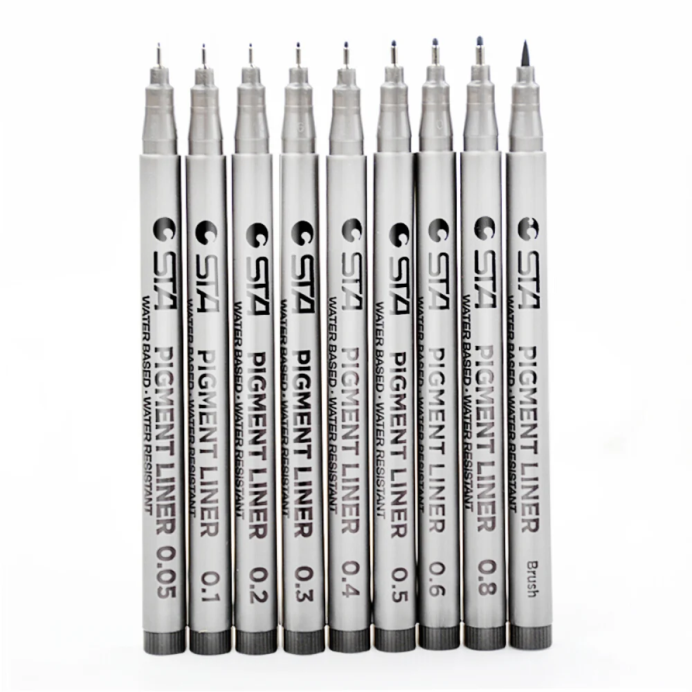 Promotional STA Fine Tip Colored Writing Drawing Marker Pen 0.05 0.1 0.2 0.3 0.4 0.5 0.6 0.8 Fineliner Point Marker Pen Set