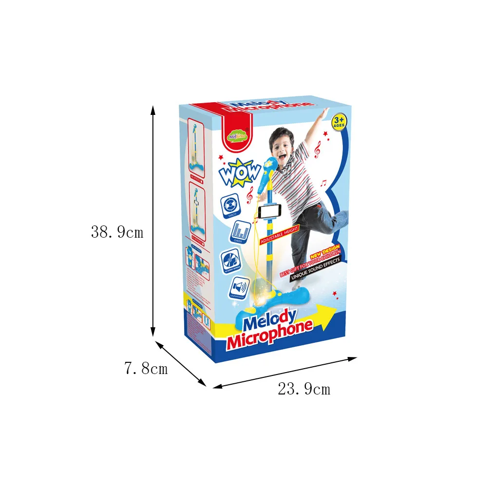 Educational musical toys sing songs plastic microphone with stand for kids.
