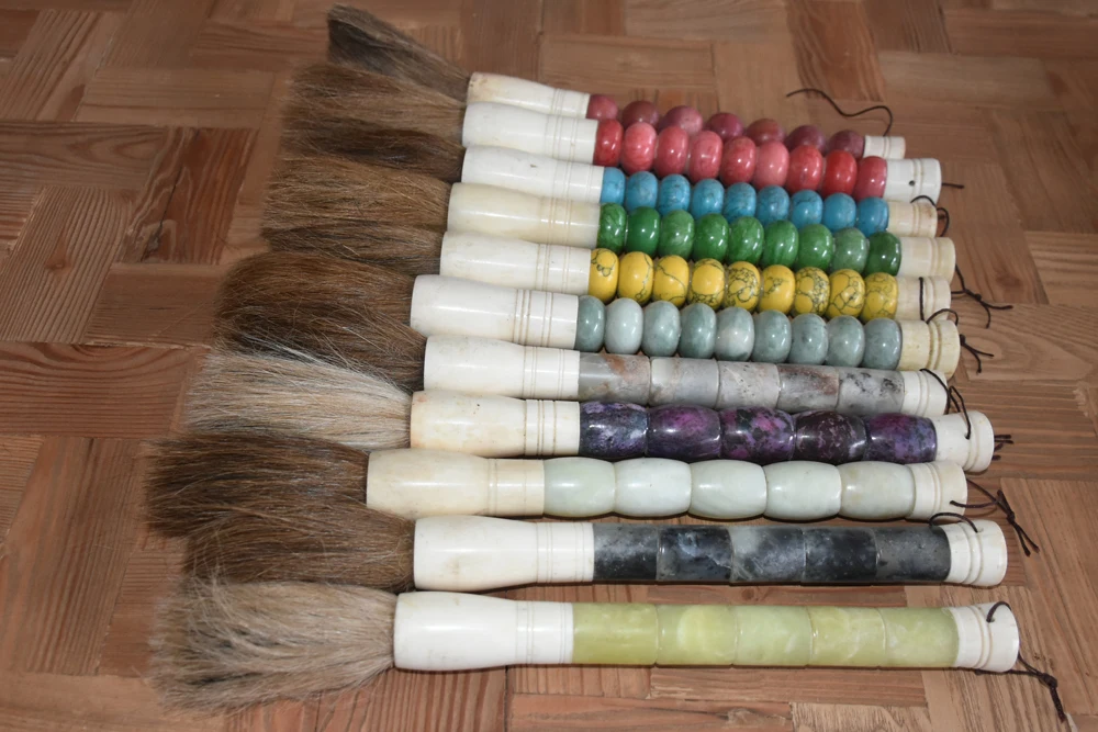 chinese home handcrafts decoration accessories new big calligraphy jade writing brush wholesale