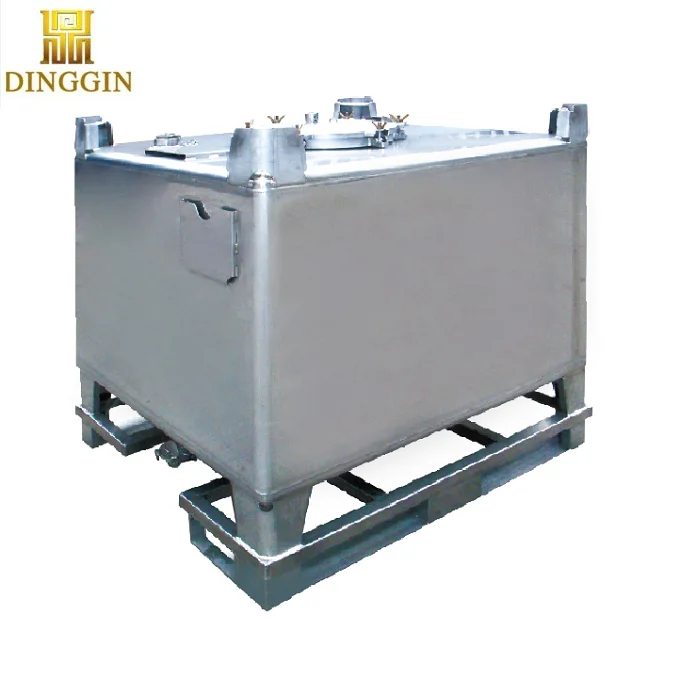 
Chinese SS304/3316L square stainless steel IBC tote tank IBC container 1000l for chemicals liquid food with UN approval 