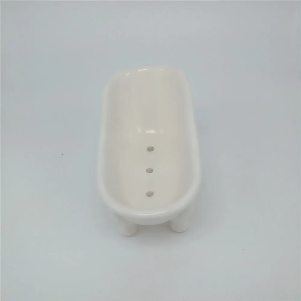 Home decoration Mini white ceramic bathtub soap dish or flower planter pot