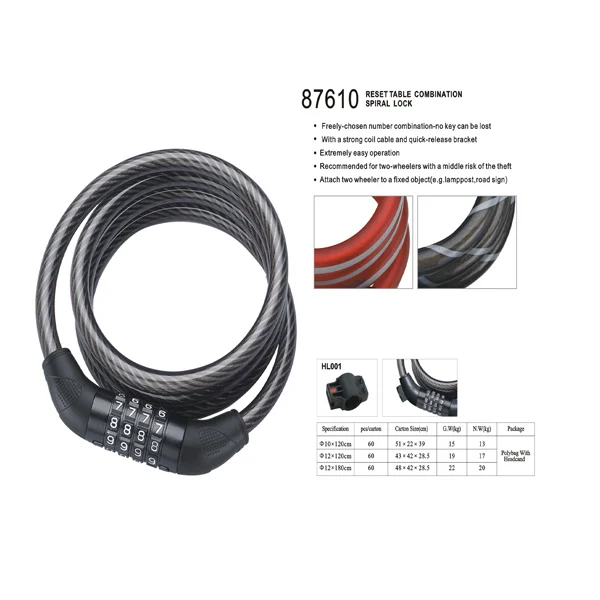 ZOLi 87610 Easy Installation Bicycle Key Pink Wire Bike Cable Combination Lock