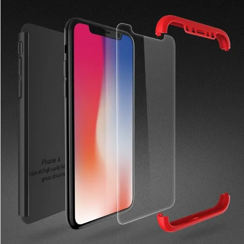 Защитный чехол 360 дюйма для iPhone 6 7 8 X, закаленное стекло, передняя и задняя крышка, полное покрытие корпуса