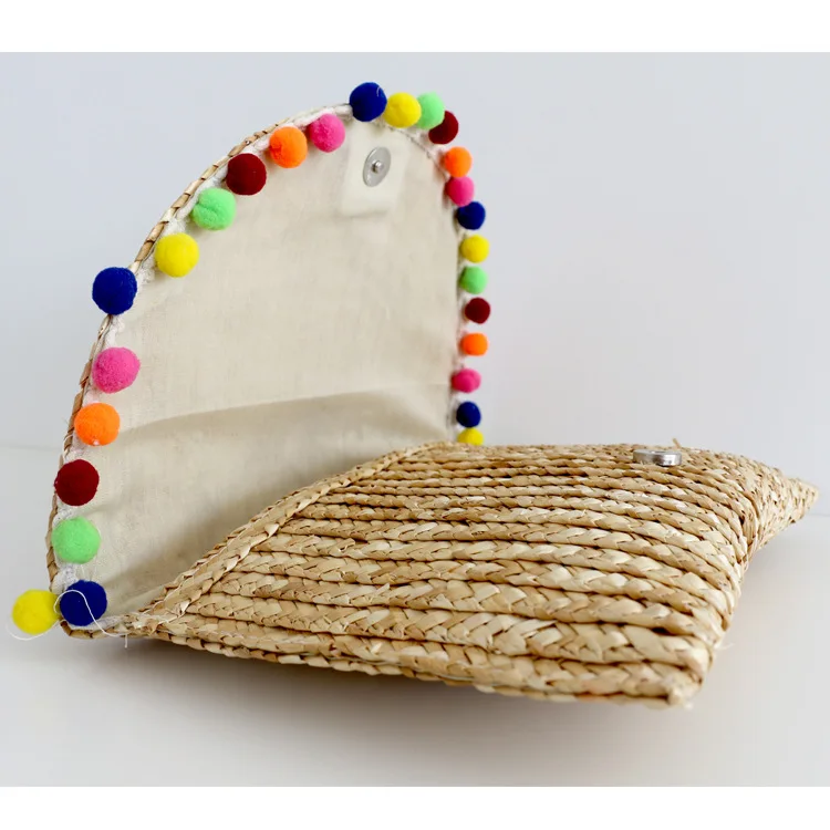 
Bohemian Style Wheat Straw Purse Women Flower Printing Summer Bag Straw Clutch Lady Handbag With Venonat 