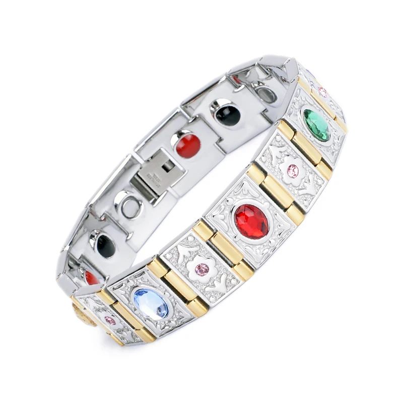 Wholesale health Magnetic Bracelet Crystal Stainless Steel Jewelry Bio Magnetic Bracelet