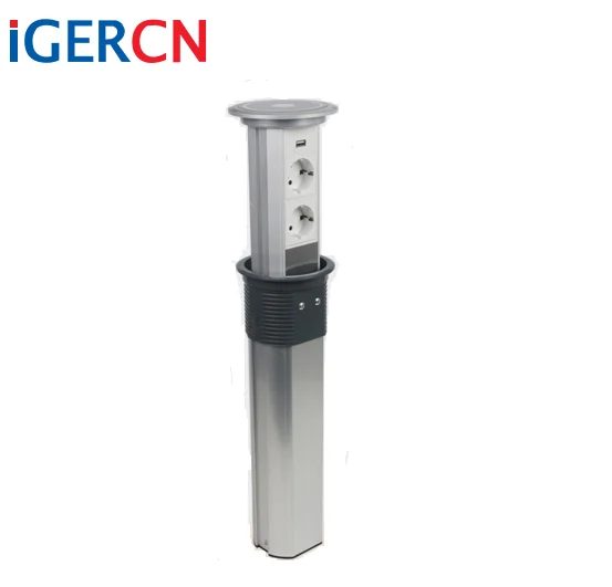 French style  IP44 Automatic Pop up Power Outlet hidden lifting desktop socket