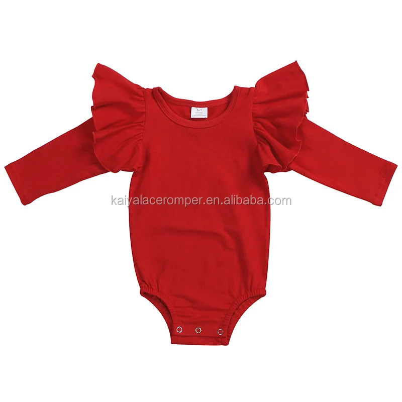 lavender plain infant girl long sleeve flutter baby romper newborn baby clothes