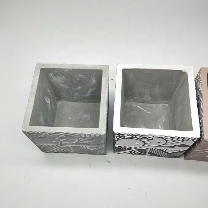 Square hand painting embossed special waterproof candle holder pot