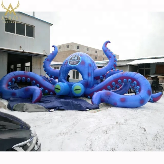 Сценическое украшение синий гигантский надувной осьминог