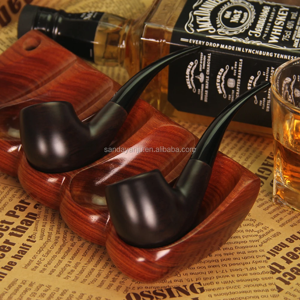 SANDA Ebony big-leaf pipe classic style tobacco pipe Gift Cleaning Tools SD-109B