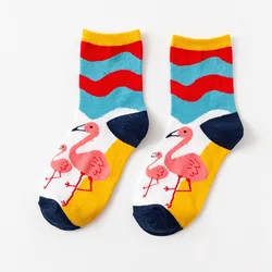 Женские хлопковые короткие носки до щиколотки с рисунком розового фламинго, весна-лето-осень