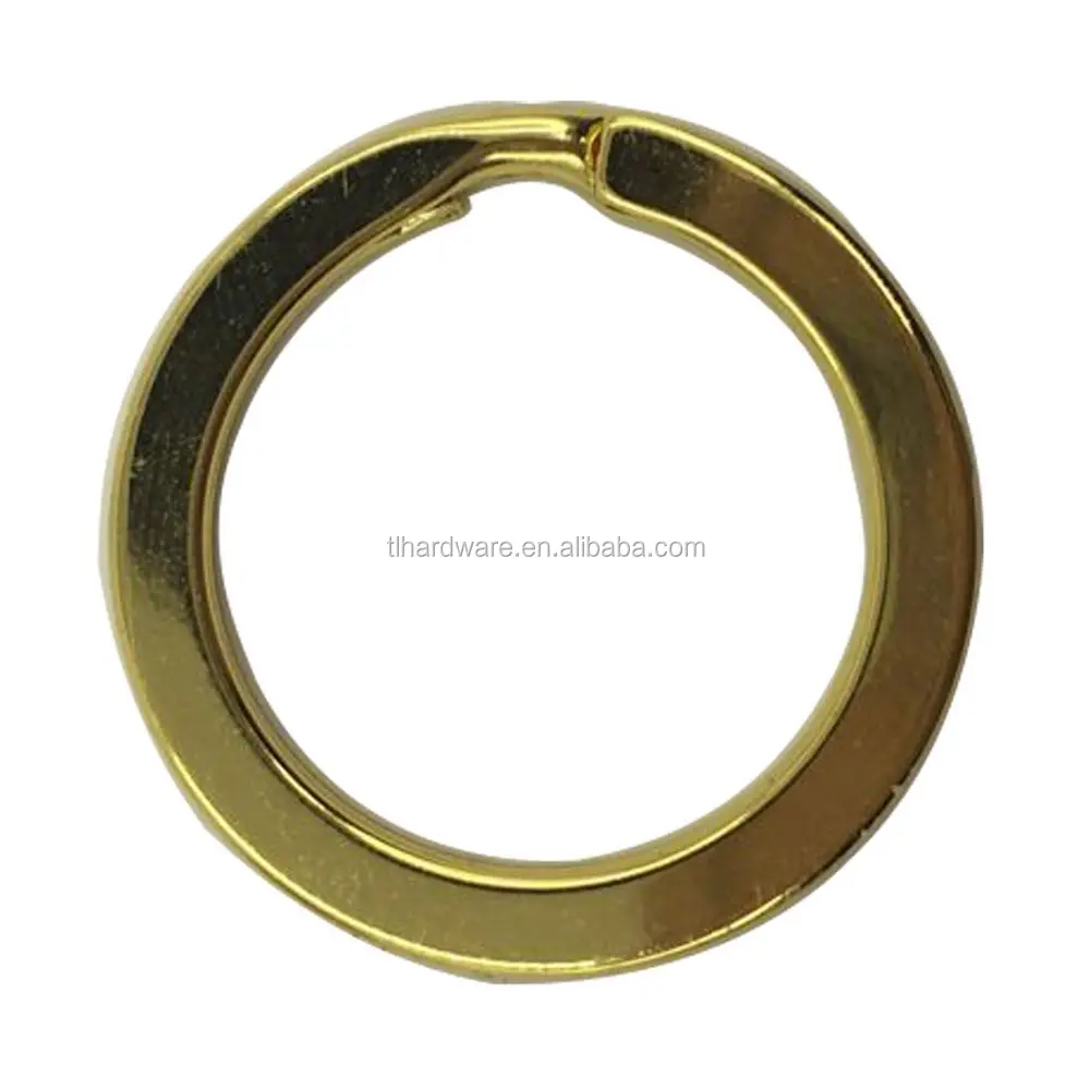 Custom logo brand name engraved flat keyring split key ring