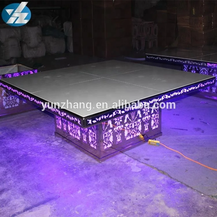 
MDF Led Stainless Steel Legs Fancy Banquet Hotel Dinner Wedding Table 