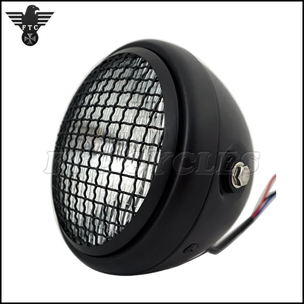 
Universal 6 1/2" Vintage Halogen Motorcycle Headlight with Mesh for Honda Custom Bike 