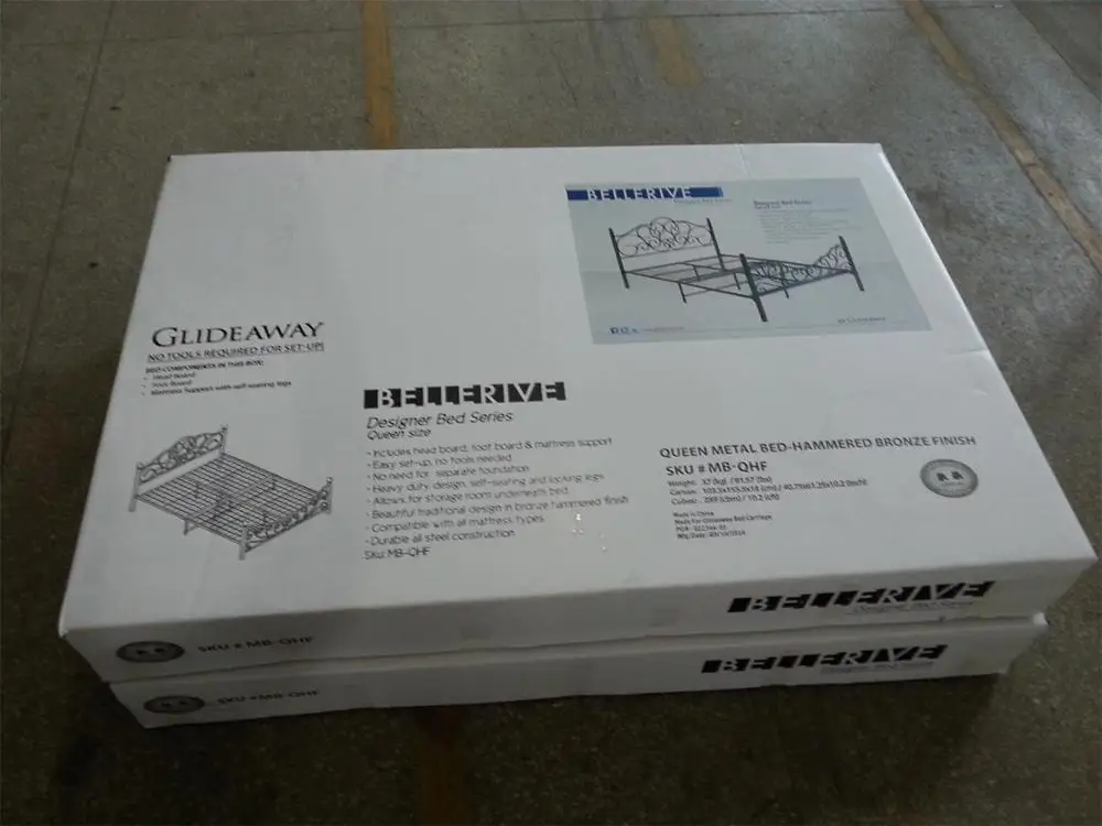 Metal Queen Bed Simple Modern Double Bed Double Antique brass self-lock slat metal bed Q007