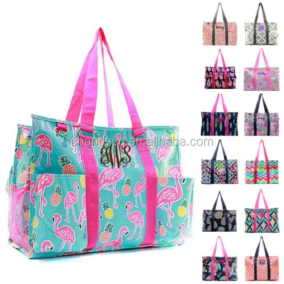 Monogrammed Large Beach Bag Organizing Utility Tote bag