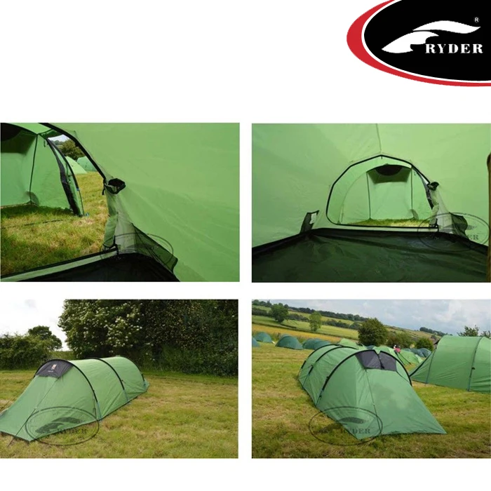 High Quality Custom Printed Tunnel Tent,Camping Double Decker Waterproof Fireproof 2 Man Tourist Tube Tent for Expedition