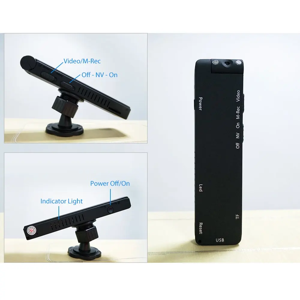 HD 1080P Mini Camera Espionage Video Recorder with Back Clip