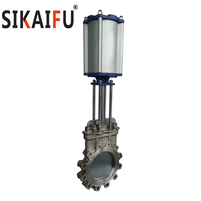 Stainless steel 8 Inch Wafer type Knife Gate Valve with Pneumatic Actuator
